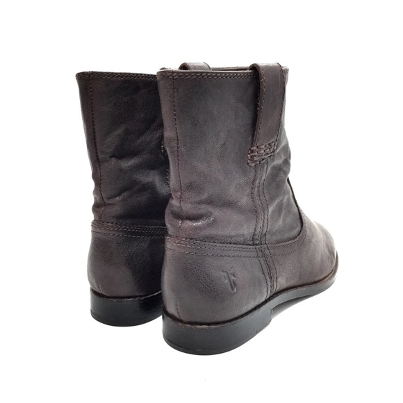 FRYE Brown Leather Anna Shortie Ankle Boots - Picture 6 of 8